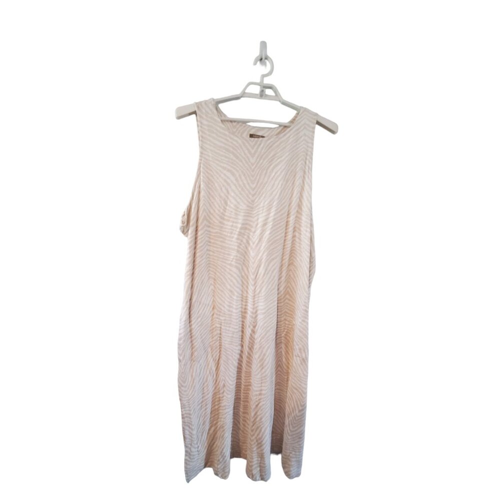 Naturals D&co dress womens size 3X maxi cotton/rayon/linen zebra white tβ¦